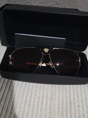 Versace Gold Frame Sunglasses with Brown Lenses Unisex